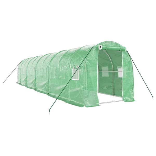 Växthus med stålram grön 20 m² 10x2x2 m