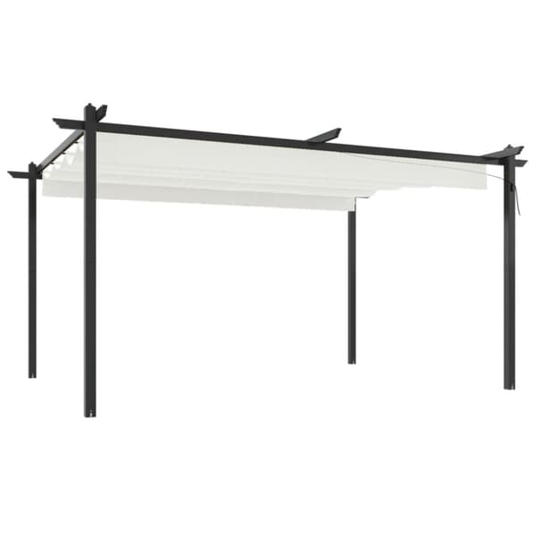 Paviljong med infällbart tak 4x3 m gräddvit