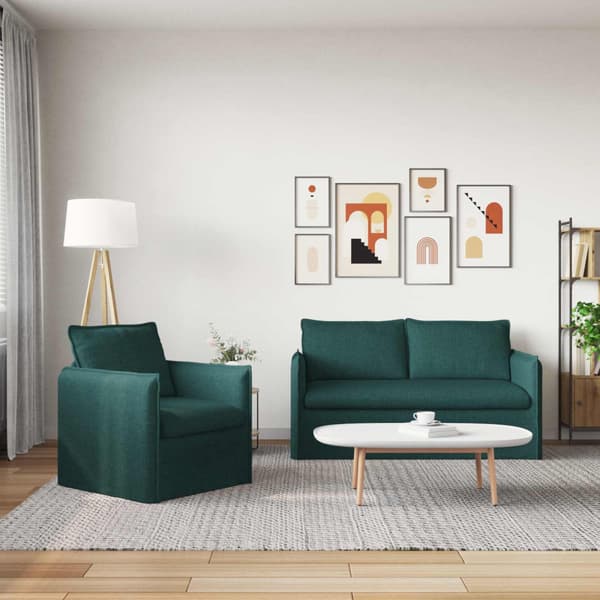 Soffset 2 pcs Mörkgrön 156 x 82 x 85 cm Tyg