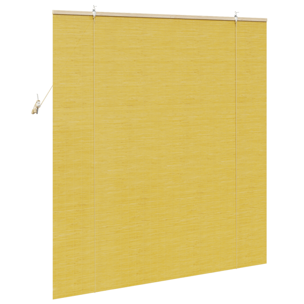 Rullgardin med gardiner Gul 150 x 160 cm Bambu