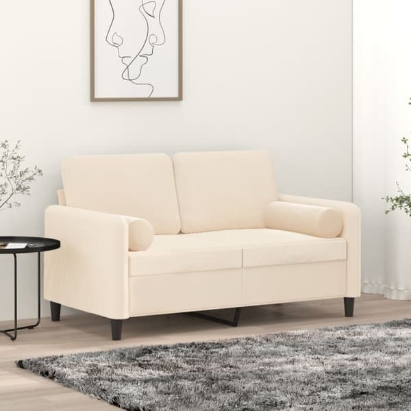Prydnadskuddar 2 st gräddvit Ø15x50 cm sammet