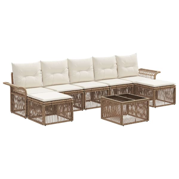Trädgårdsoffset 8 pcs Beige konstrotting
