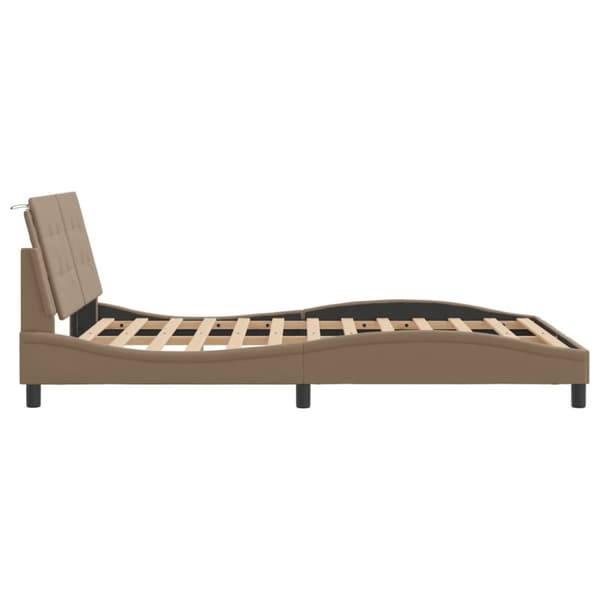 Bed Frame with LED without Mattress "Zadar" Cappuccino 140x190 cm