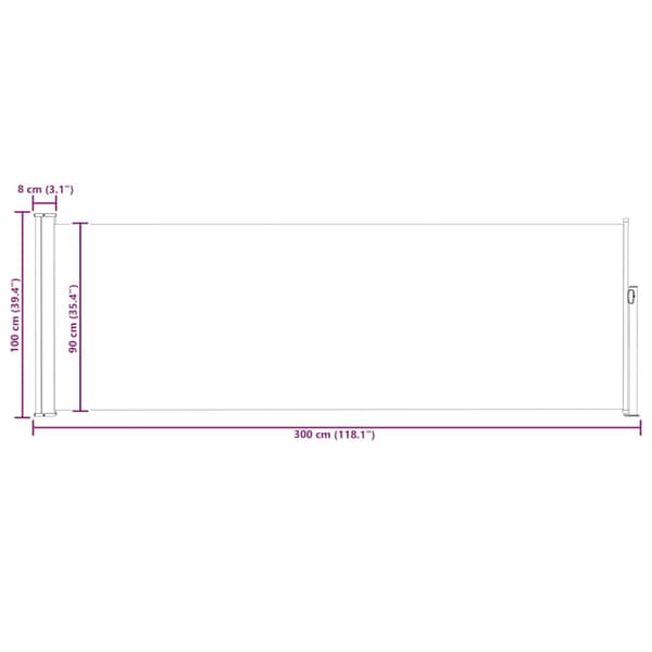 Infällbar sidomarkis 100x300 cm röd