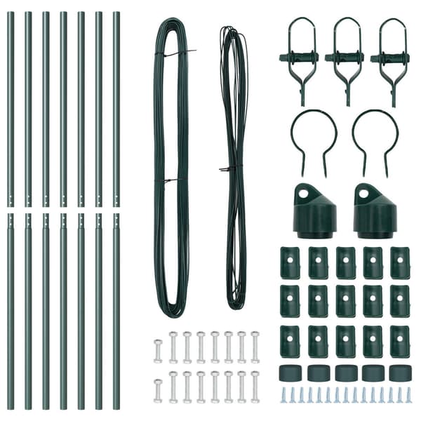 Stängselstolpe 7 pcs Grön Stål