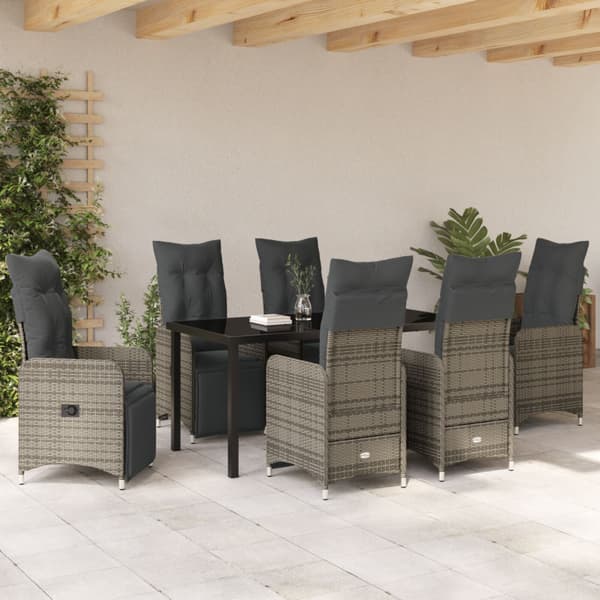 Trädgårdsmöbelset 7 pcs Beige konstrotting