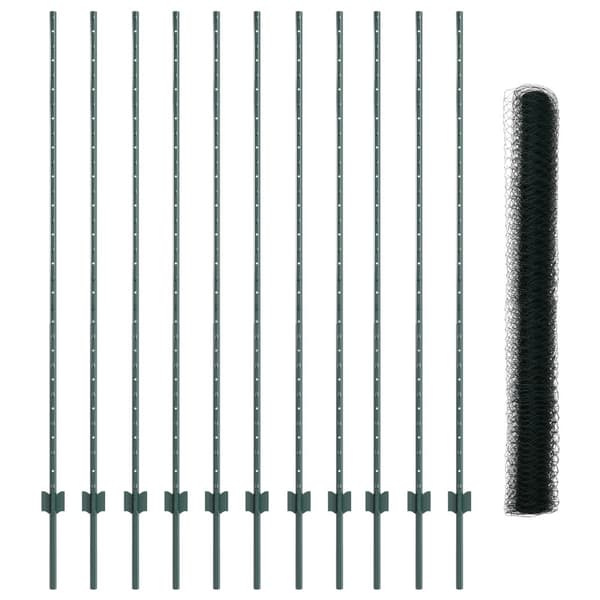 Stängsel med stolpe Grön 1,5 x 25 m Stål