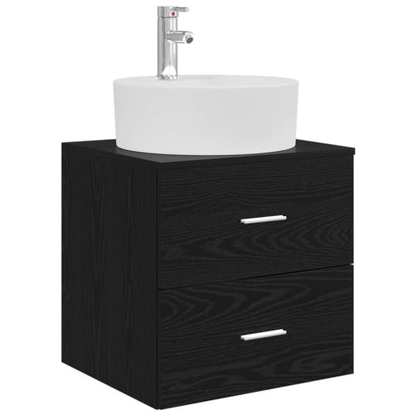 Badrumsmöbelset 5 pcs Svart ek Konstruerat trä och glas
