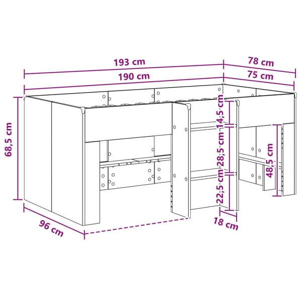 Barns hög sängram 2 pcs Grå Sonoma 193 x 96,1 x 68,5 cm