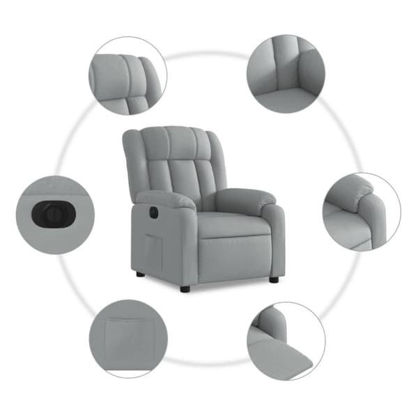 Elektrisk reclinerfåtölj ljusgrå tyg