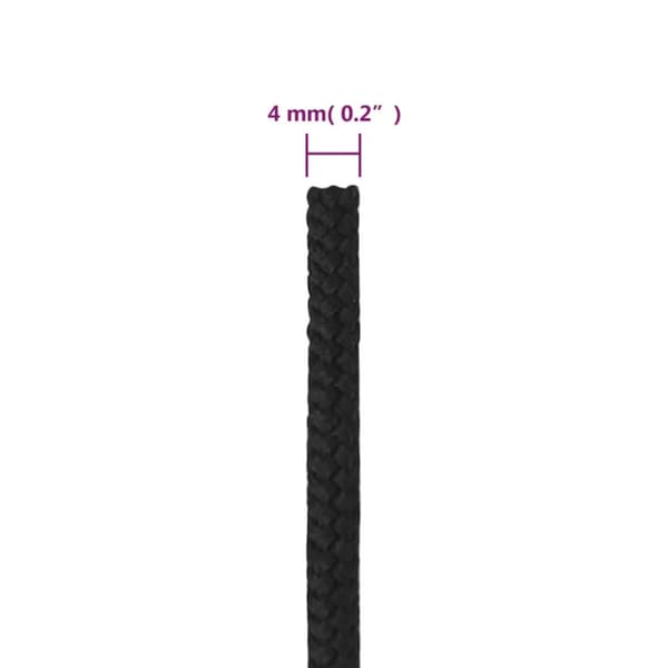 Båtlina helsvart 4 mm 50 m polypropen