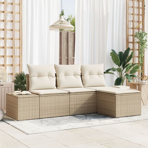 Trädgårdsoffset 4 st Beige konstrotting
