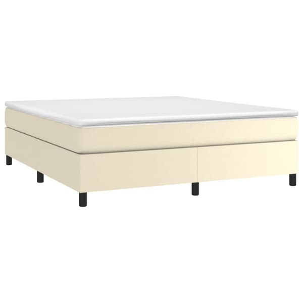 Boxspring-sängram gräddvit 180x200 cm konstläder