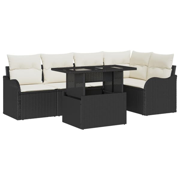 Matgrupp 6 st Svart Poly rattan