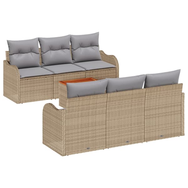 Trädgårdsoffset 7 pcs Beige och Ljusgrå konstrotting