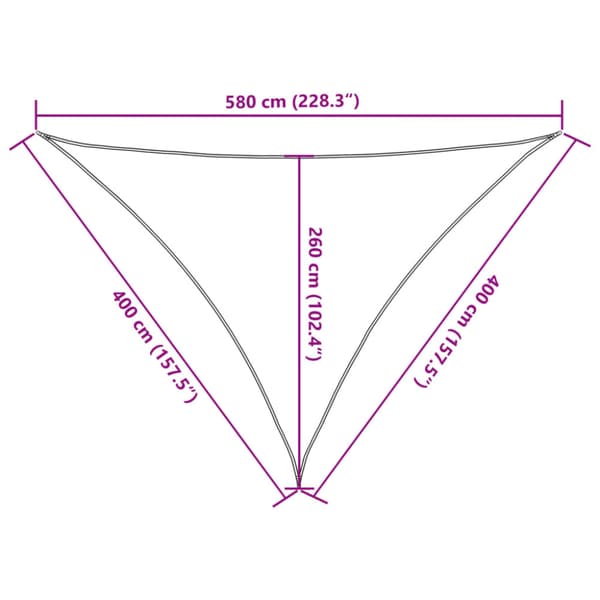 Solsegel ljusgrå 4x4x5,8 m 100% polyesteroxford