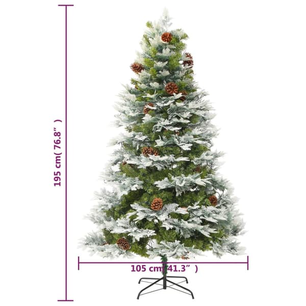 Belyst julgran med kottar grön 195 cm PVC&PE