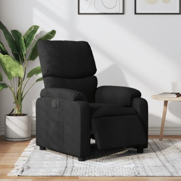 Elektrisk reclinerfåtölj svart tyg