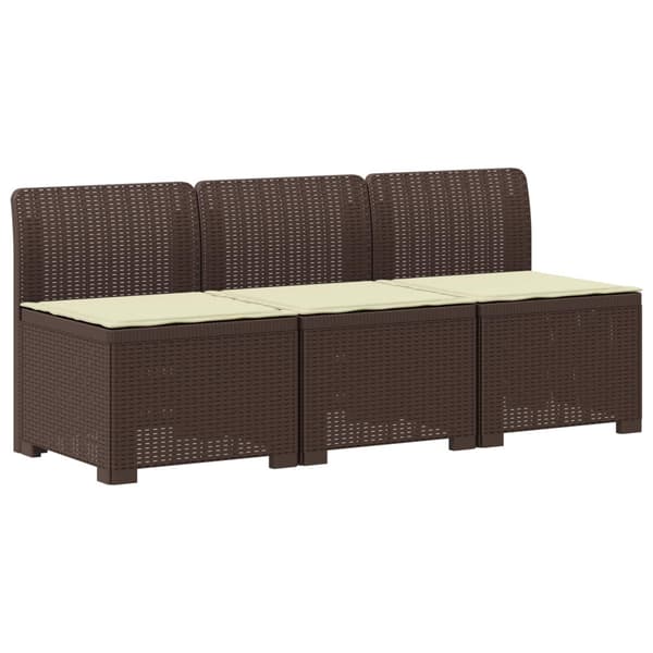 3-sits trädgårdsoffa med kuddar Rattan-look PP Brun