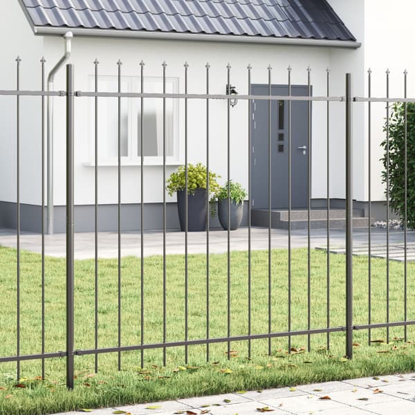 Trädgårdsstängsel 5 pcs Grå 8,5 x 1,5 m Pulverlackerad stål