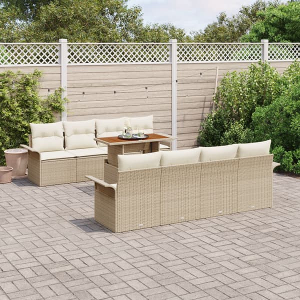 Trädgårdsoffset 7 pcs Beige och gräddfärgad konstrotting