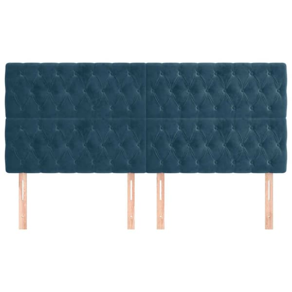 Sänggavel mörkblå 180x7x118/128 cm sammet