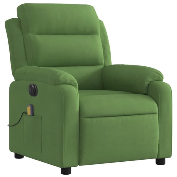 Elektrisk massagefåtölj ljusgrön sammet