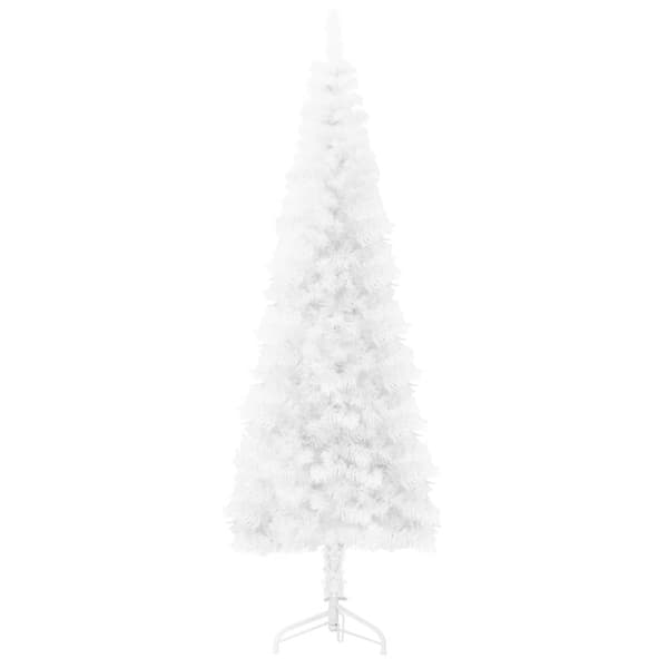 Smal halv plastgran med stativ vit 150 cm