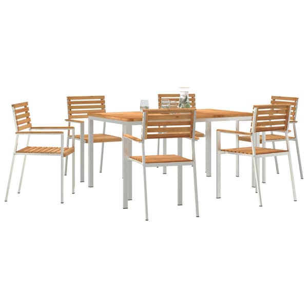 Trädgårdsmöbelset 7 pcs Brun Massivt teakträ