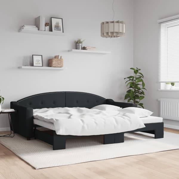 Dagbädd utdragbar svart 90x200 cm tyg