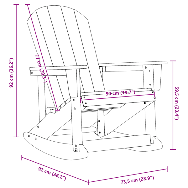 Adirondack Gungstolar 2 pcs Svart HDPE