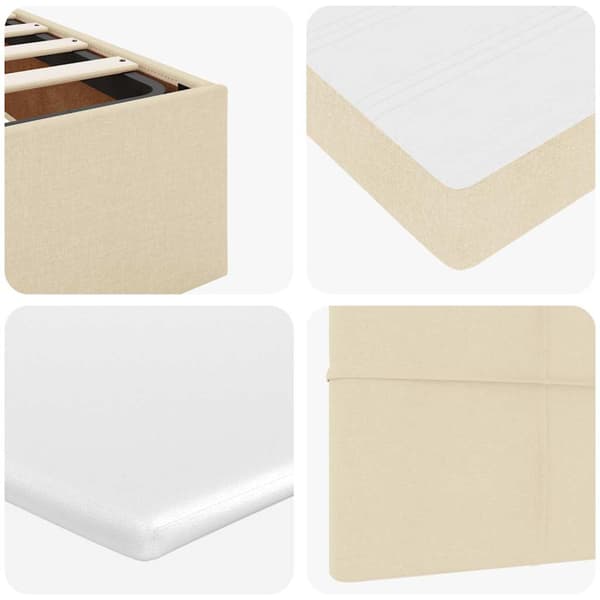 Ottoman sängram med madrasser gräddvit 200x200 cm tyg