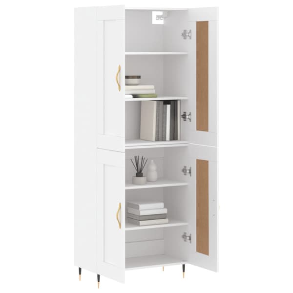 Högskåp vit 69,5x34x180 cm konstruerat trä