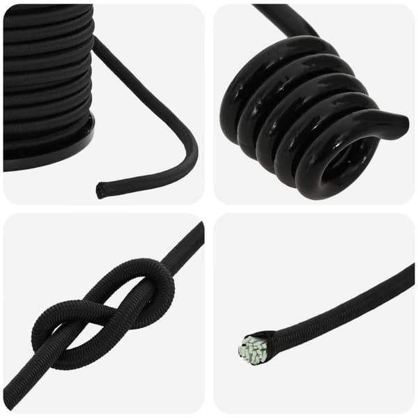 Bungee-rep med krokar 4 mm Svart PP och gummi