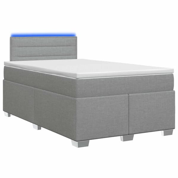 Boxspring säng med madrass och LED Ljusgrå 120 x 200 cm Tyg
