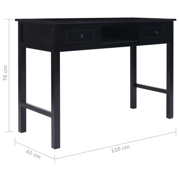 Skrivbord svart 110x45x76 cm trä