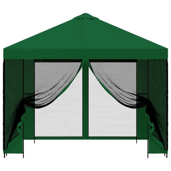Trädgårdsgazebo med sidoväggar 3 x 3 m Grön Polyester och Stål