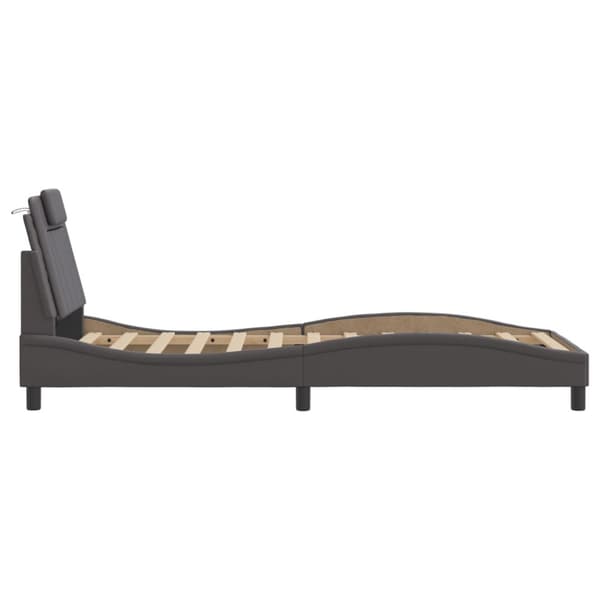 Bed Frame "Viana" with LED without Mattress Grey 80x200 cm