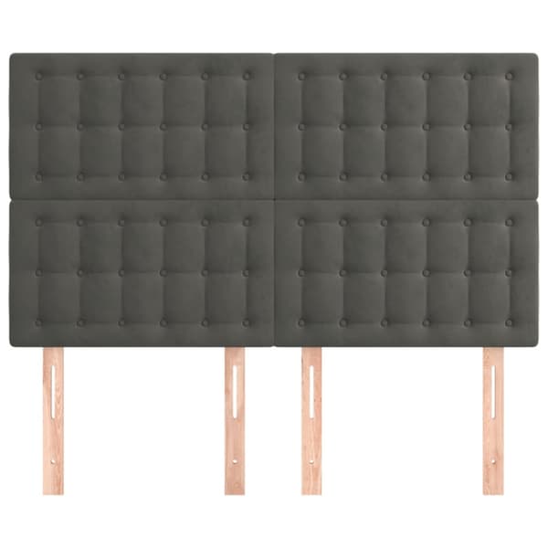 Sänggavel mörkgrå 144x5x118/128 cm sammet