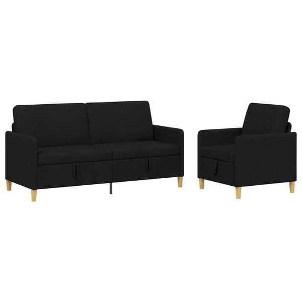 Soffgrupp med förvaring 2 pcs Svart Polyester