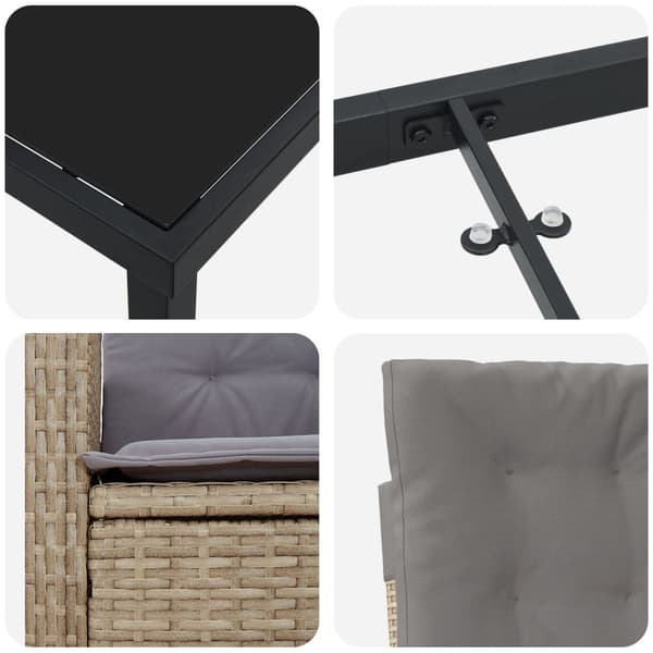 Trädgårdsmöbelset med kudde 5 pcs Beige konstrotting