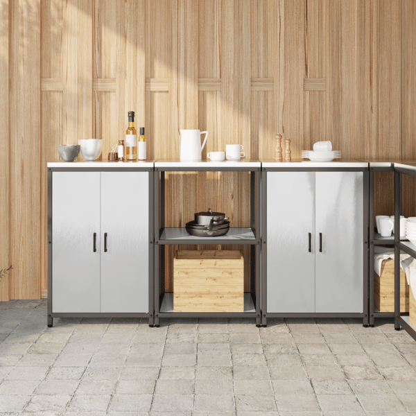 Köksförvaringsset med hylla 3 pcs Silver Rostfritt stål