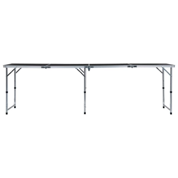 Hopfällbart campingbord grå aluminium 240x60 cm