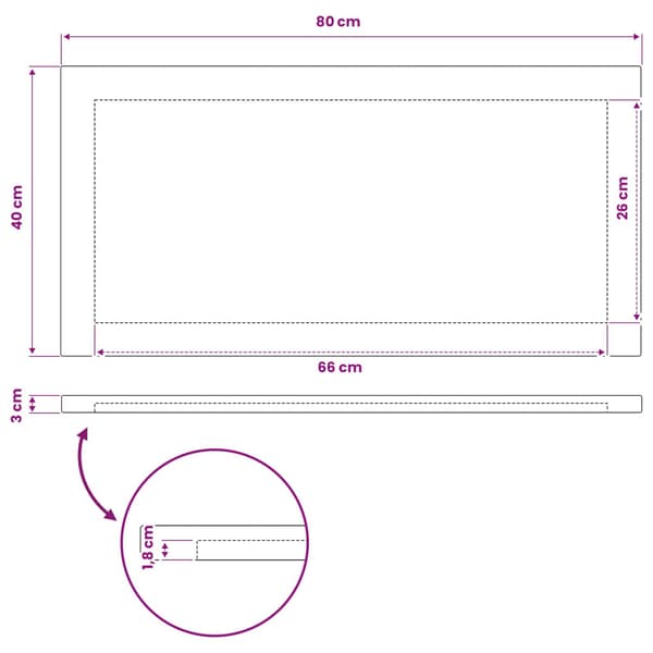 Rektangulärt Bordsskiva 80 x 40 x 3,5 cm Rektangulär Mörkbrun