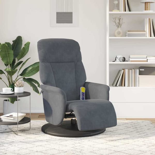 Massagefåtölj Mörkgrå 91 x 71 x 105 cm Sammet