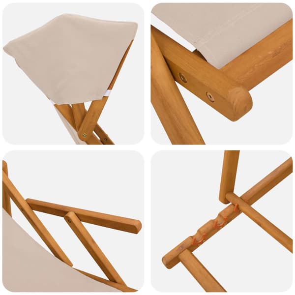 Deck Chair 3 Position Massiv Eukalyptus Trä Beige
