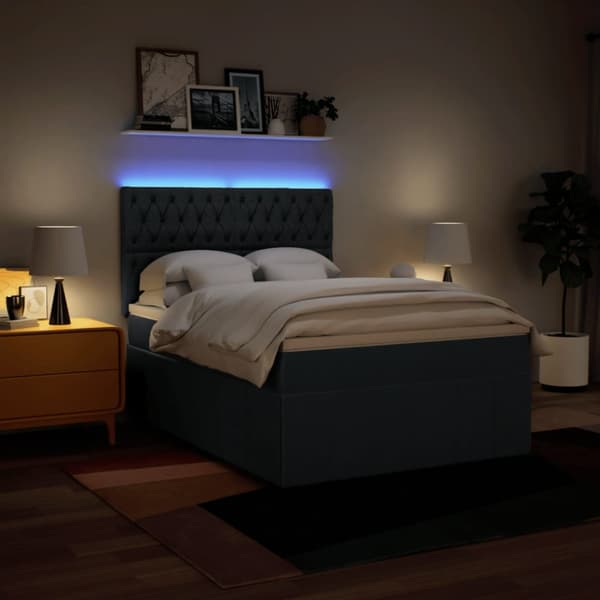 Ramsäng med madrass blå 140x190 cm tyg