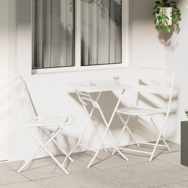 Trädgårds Bistro Set 3 pcs Vit Stål