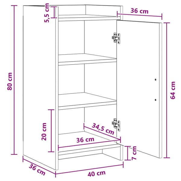 Sideboard Rökt ek 40 x 36 x 80 cm Konstruerat trä