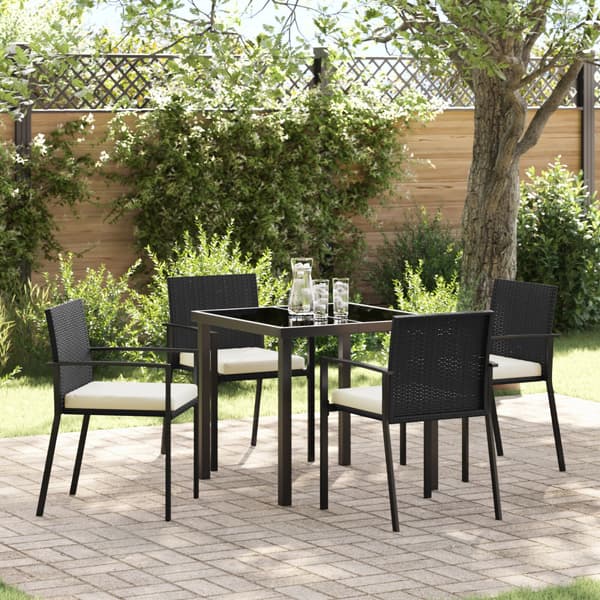 Trädgårdsmöbelset 5 pcs Svart Pulverlackerat stål